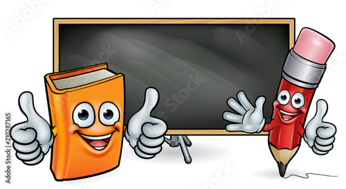 Book and Pencil Mascots and...