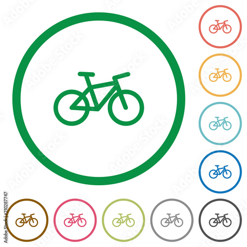 Bicycle flat icons with outlines