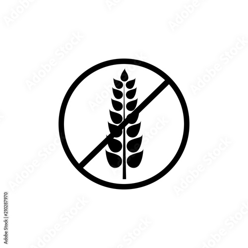 Vector Black Gluten Free Icon, Product Without Allergic Ingredient. 