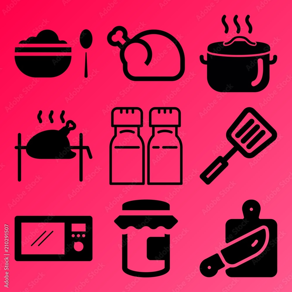 Vector icon set about kitchen with 9 icons related to cutlery, happy, small, cup and natural Vector icon set about kitchen with 9 icons related to cutlery, happy, small, cup and natural