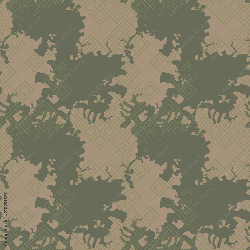 Obraz premium Military camouflage seamless pattern in green and brown colors