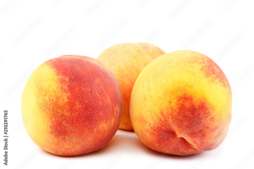Fresh peach fruits isolated on white background Fresh peach fruits isolated on white background