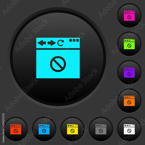 Browser disabled dark push buttons with color icons