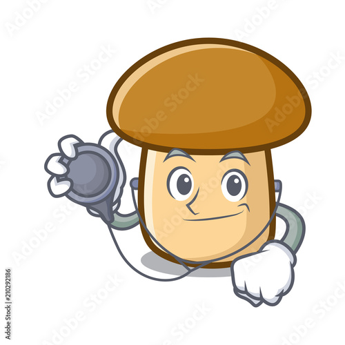 Doctor porcini mushroom character cartoon