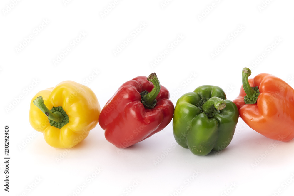 Colorful bell pepper vegetable on white background Colorful bell pepper vegetable on white background
