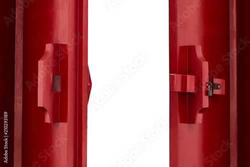 Wallpaper Mural red open door isolated on white background . chinese antique wooden gate in ancient temple . Torontodigital.ca