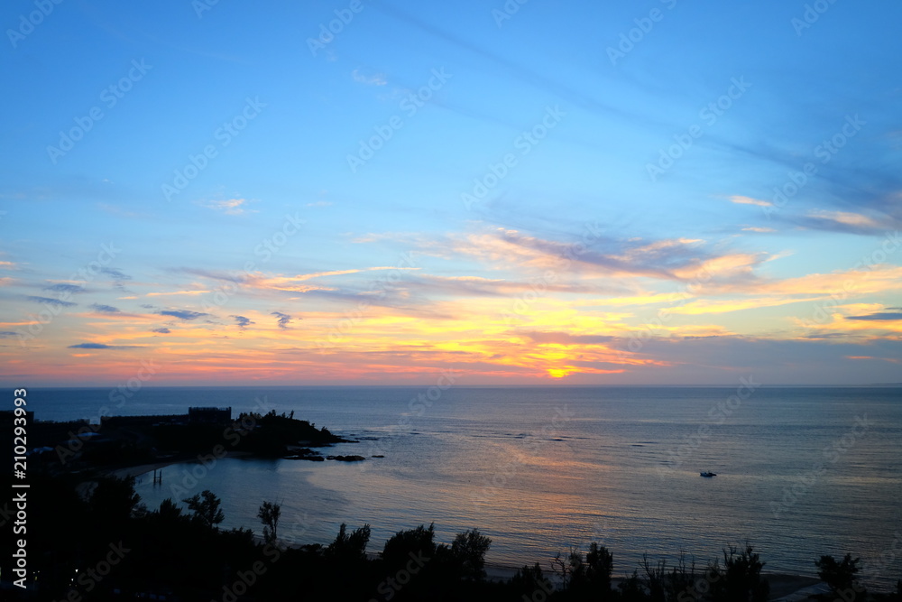 Beautiful sunset view magic moment with in Japan Okinawa