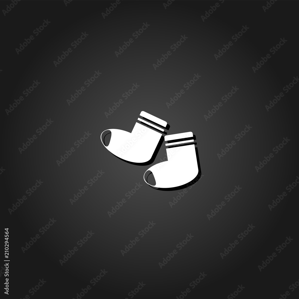 Socks icon flat. Simple White pictogram on black background with shadow. Vector illustration symbol Socks icon flat. Simple White pictogram on black background with shadow. Vector illustration symbol