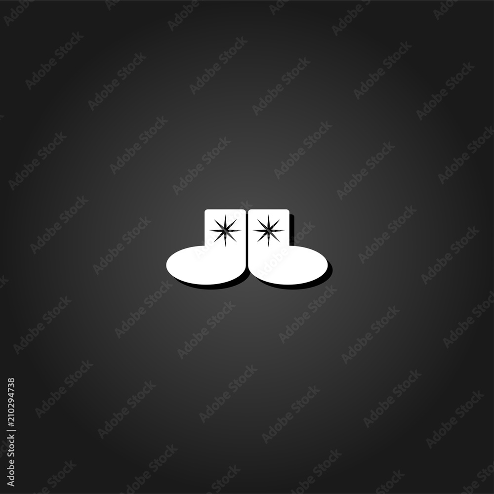 Socks icon flat. Simple White pictogram on black background with shadow. Vector illustration symbol Socks icon flat. Simple White pictogram on black background with shadow. Vector illustration symbol