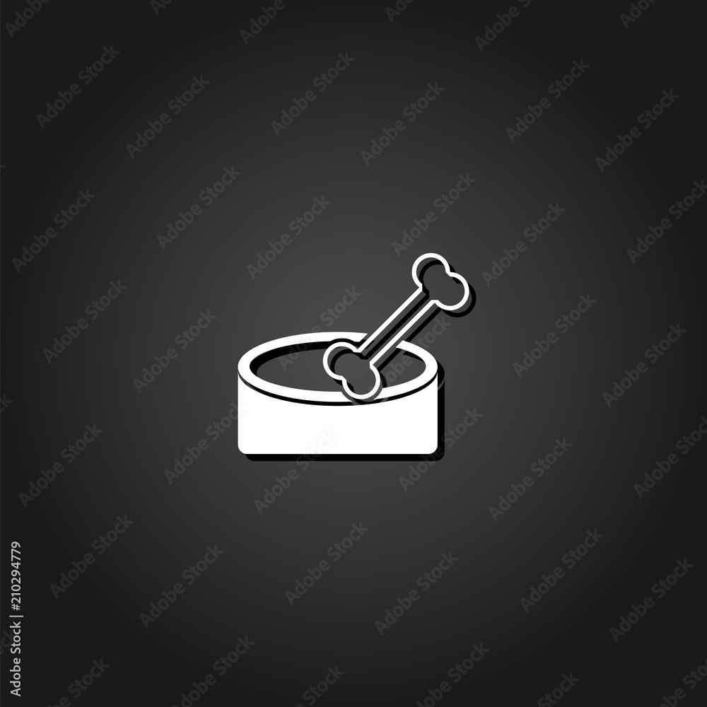 Dog Bone icon flat. Simple White pictogram on black background with shadow. Vector illustration symbol Dog Bone icon flat. Simple White pictogram on black background with shadow. Vector illustration symbol