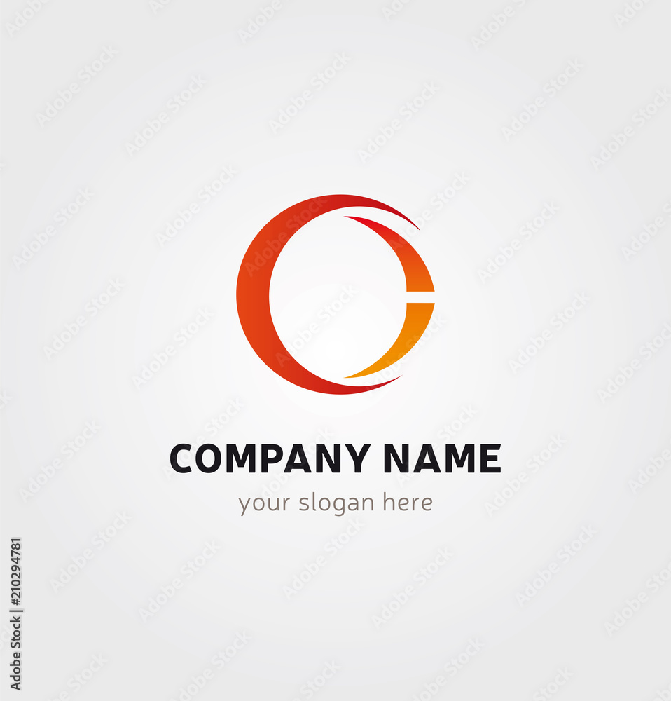 Logo Lettre C Icone Marque - Cercle Concentrique en Rouge Orange