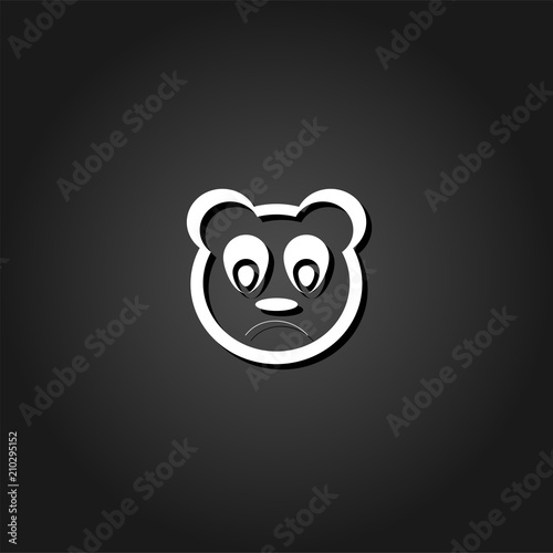 Sad panda icon flat. Simple White pictogram on black background with shadow. Vector illustration symbol © Liuart