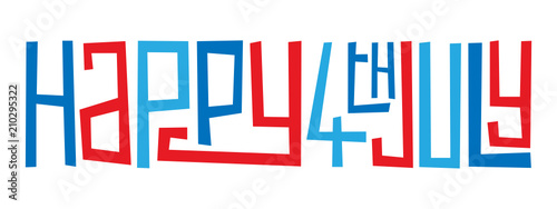 HAPPY 4th JULY hand-drawn letters banner
