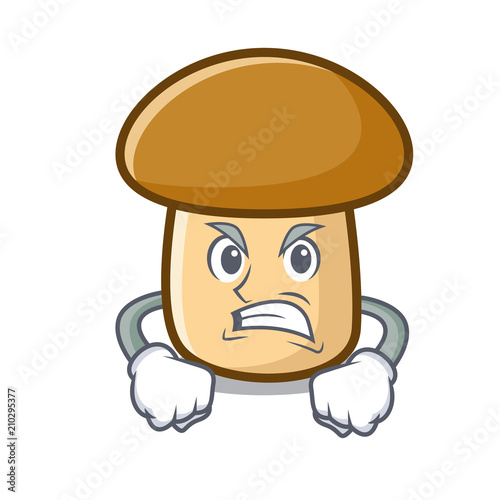 Angry porcini mushroom mascot cartoon