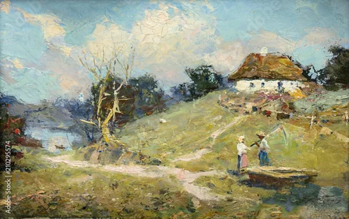 Fototapeta samoprzylepna krajobraz, obraz olejny, ręcznie robiony