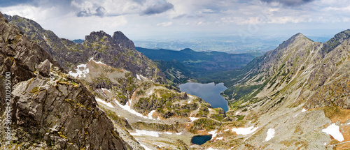 Panoramic view of the mountain landscape, Tatra National park, Poland. High Tatras, Carpathian mountains