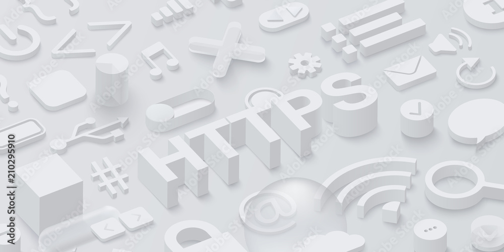 Grey 3d htpps background with web symbols. Grey 3d htpps background with web symbols.