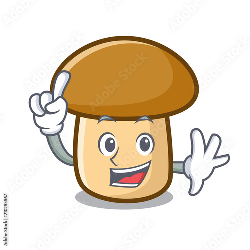 Finger porcini mushroom mascot cartoon