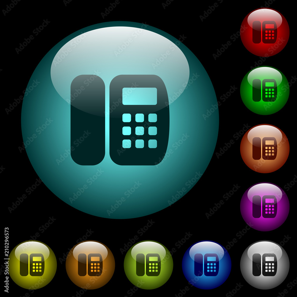 Office phone icons in color illuminated glass buttons Office phone icons in color illuminated glass buttons
