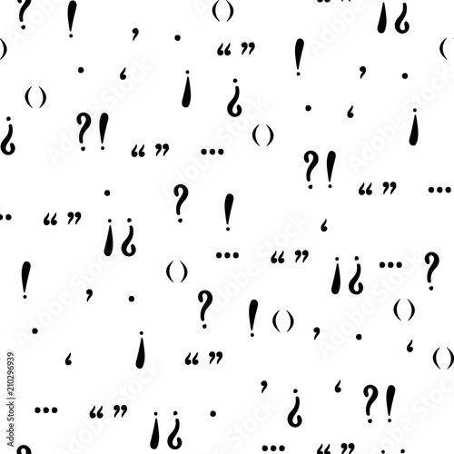 Vector hand-drawn seamless pattern with punctuation marks
