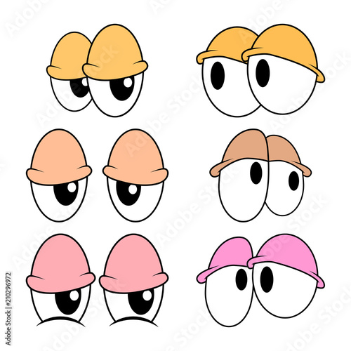 tired, sleepy eyes set for comic book character vector design isolated on white