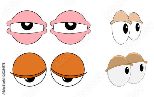 tired, sleepy eyes set for comic book character vector design isolated on white