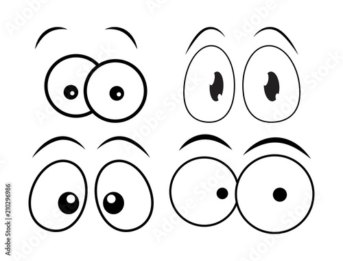 cartoon eyes set for comic book vector design isolated on white