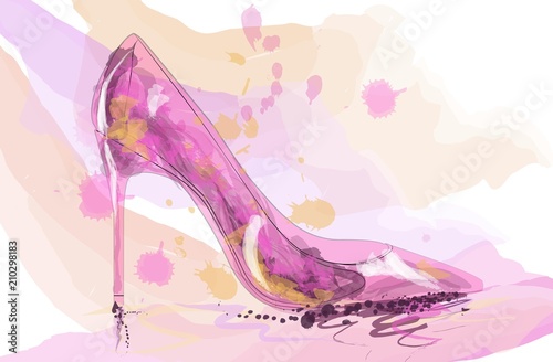 Beautiful high heeled ladies shoe.