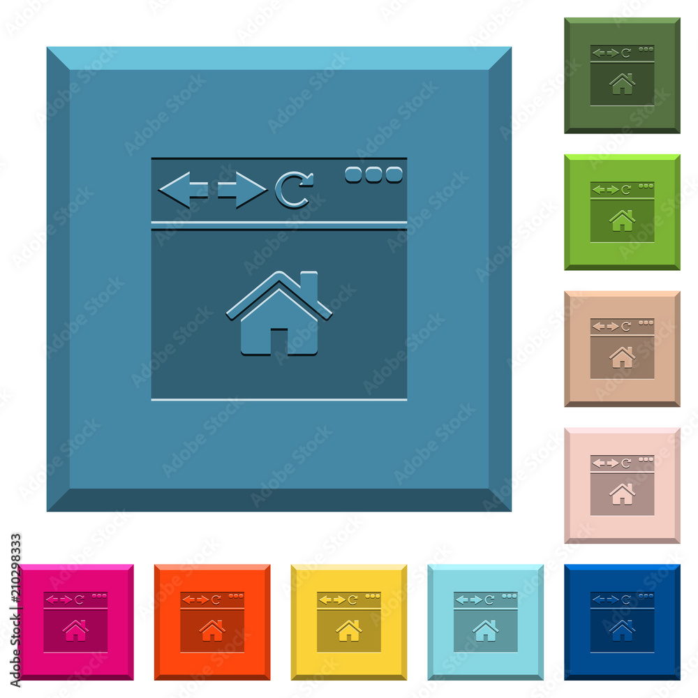 Browser home page engraved icons on edged square buttons Browser home page engraved icons on edged square buttons