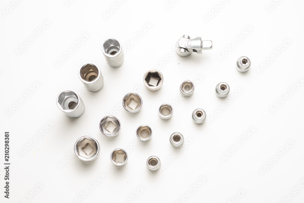 automotive tool kit chrome vanadium a white background automotive tool kit chrome vanadium a white background