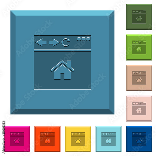 Browser home page engraved icons on edged square buttons
