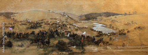 Valokuva battle picture, landscape, oil painting