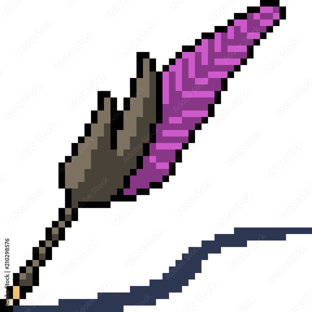 vector pixel art feather pen