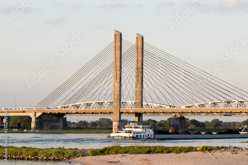 Cable-stayed Martinus Nijhoffbridge over river Waal