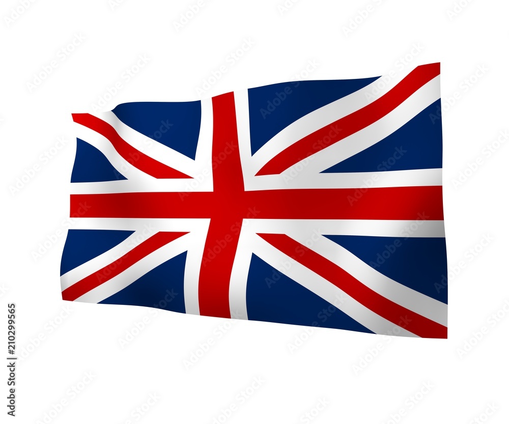 Fototapeta Waving flag of the Great Britain. British flag.