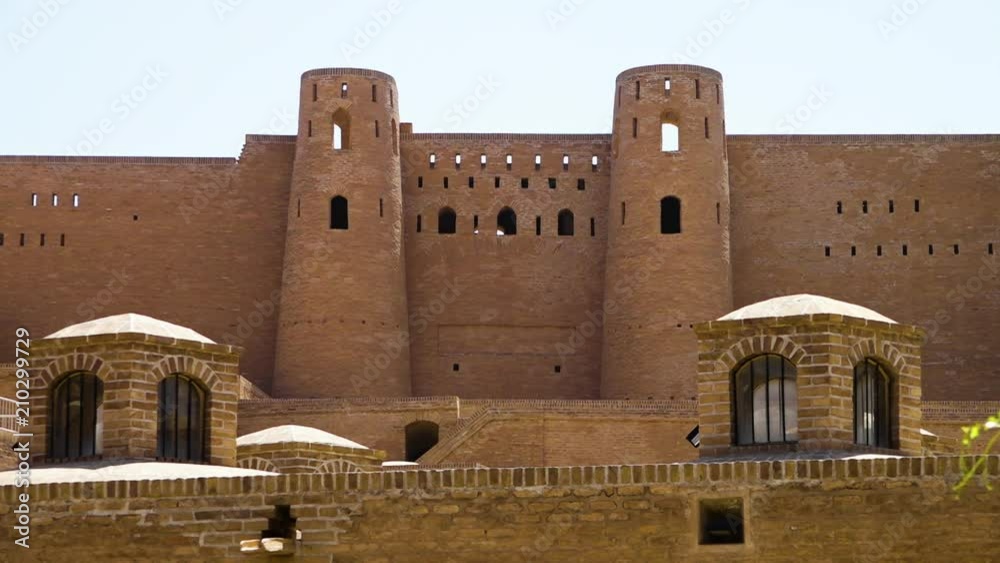A wide shot of the tall wall of the Alexander the Great Fortress. A wide shot of the tall wall of the Alexander the Great Fortress.