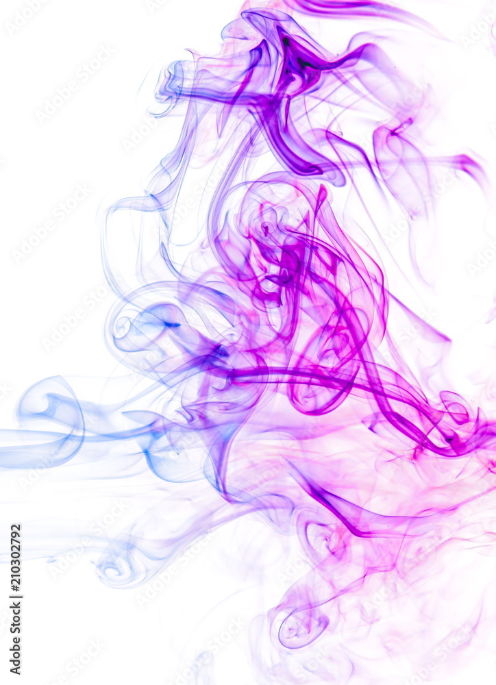 Colored smoke on white background