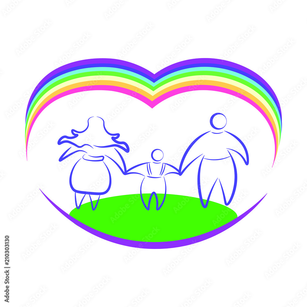 Symbol of the family. Man, woman and child hold hands. Symbol of the family. Man, woman and child hold hands.