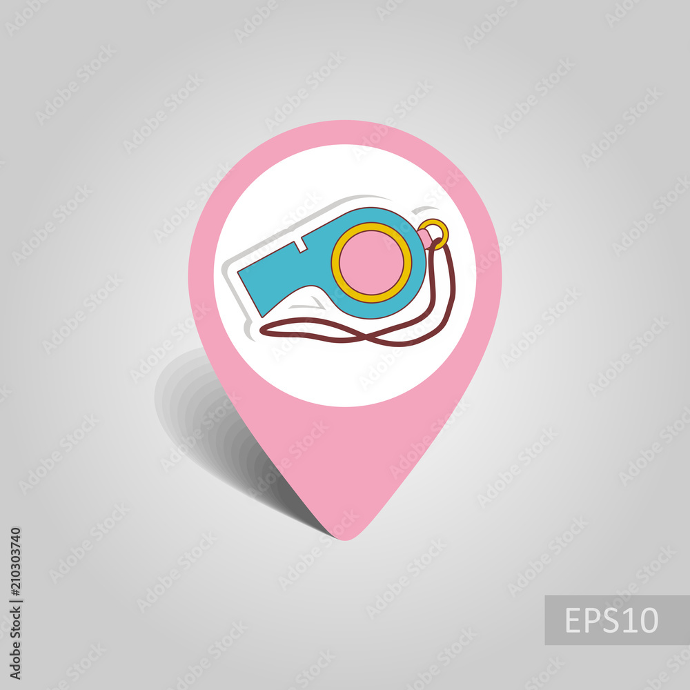 Whistle pin map icon. Summer. Vacation Whistle pin map icon. Summer. Vacation
