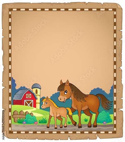 Horse with foal theme parchment 1