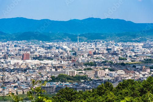 嵐山から眺める京都の町並みと東山
