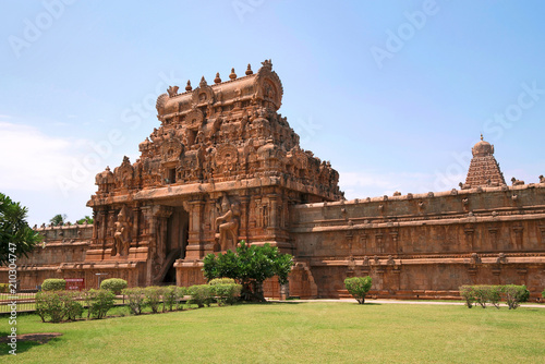 Rajarajan Tiruvasal and protecting wall, Brihadisvara Temple, Tanjore, Tamil Nadu. Vew from East photo
