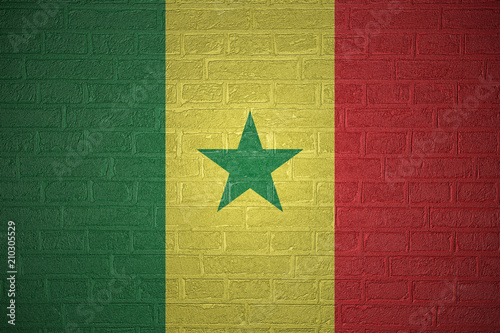 Flag of Senegal on brick wall background, 3d illustration