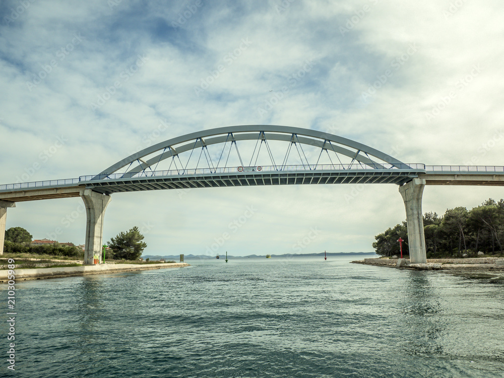 Bridge between two islands Ugljan and Pasman  in Croatia called Zdrelac