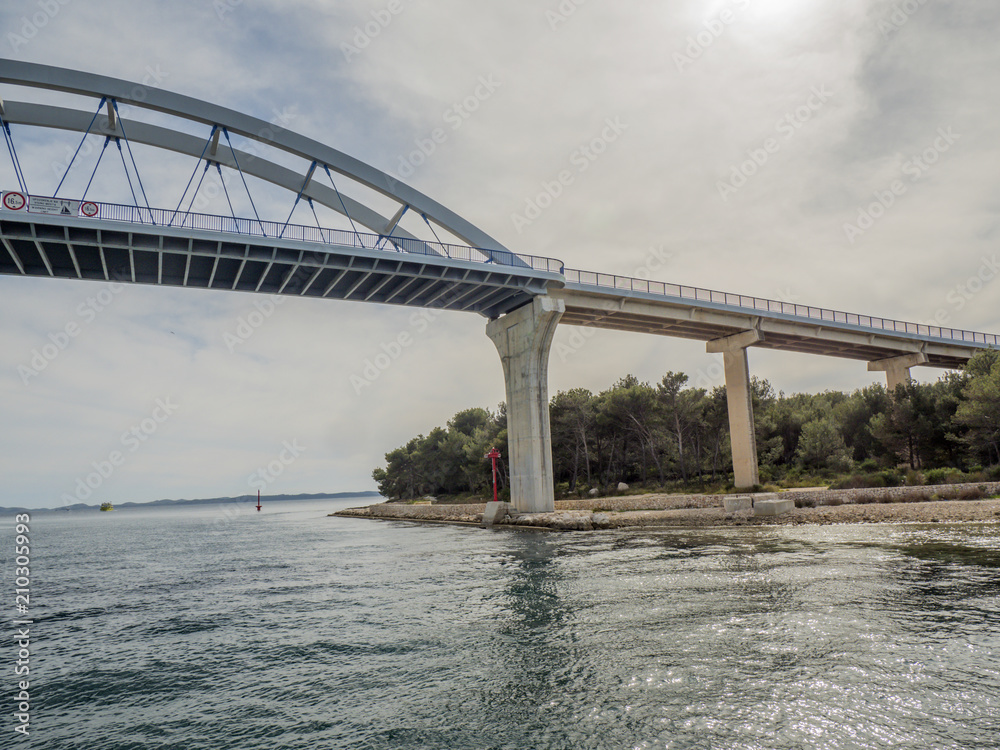Fototapeta premium Bridge between two islands Ugljan and Pasman in Croatia called Zdrelac