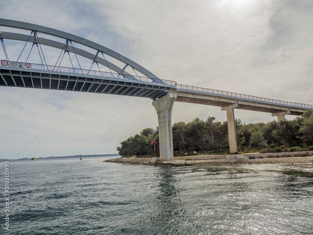 Bridge between two islands Ugljan and Pasman  in Croatia called Zdrelac