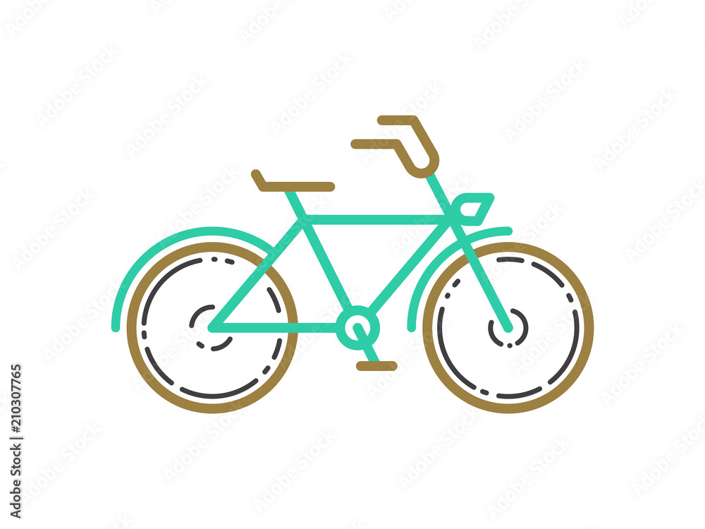 Graceful vintage mint-colored bycicle icon Vector bike illustration in trendy linear style