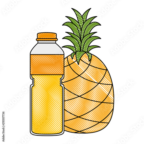 juice fruit bottle with pineapple vector illustration design