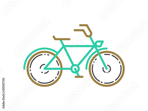 Graceful vintage mint-colored bycicle icon Vector bike illustration in trendy linear style © Lexanda