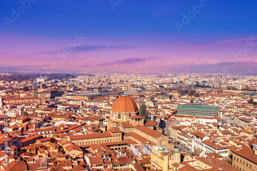  Beautiful Florence sunset skyline in summer day  Aerial view of Florence  Tuscany  Italy..